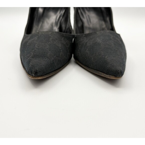 Gucci by Tom Ford Black Canvas Pointed Toe Heels w/ Bamboo Heels Sz EU 38.5 8.5 - Picture 6 of 14